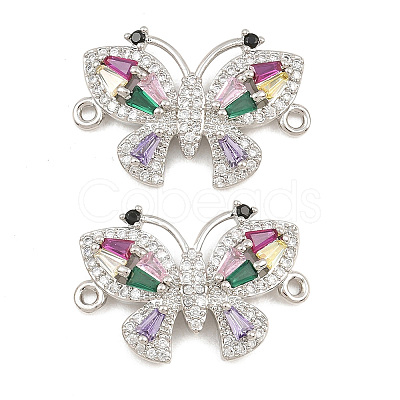 Brass Pave Colorful Cubic Zirconia Connector Charms CU-CBA908F-04P-07-1