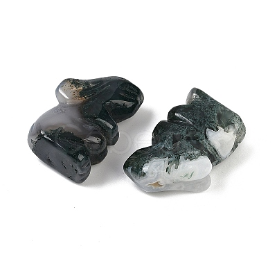 Natural Moss Agate Rabbit Display Decorations G-R007-02H-1