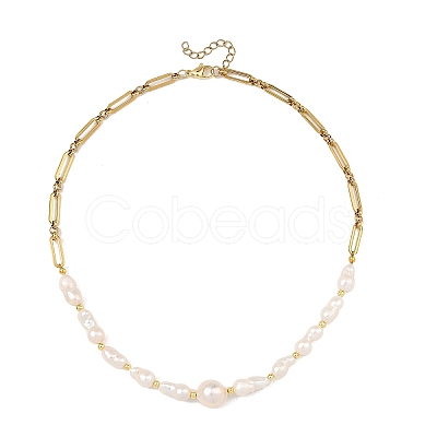Natural Baroque Keshi Pearl Peanut Graduated Beaded Necklaces for Women NJEW-JN06489-1