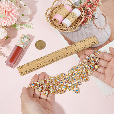 Brass Rhinestone Applique Patch KK-WH0081-78G-1