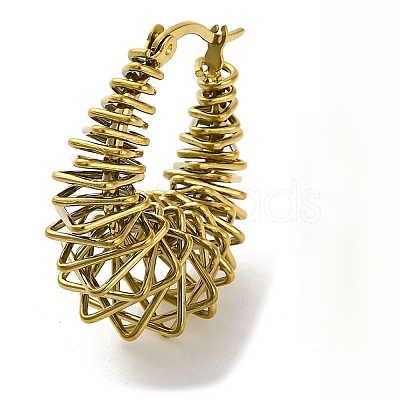 Ion Plating(IP) 304 Stainless Steel Teardrop Hoop Earrings EJEW-K295-05G-1