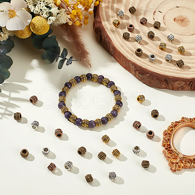 120Pcs 4 Colors Tibetan Style Alloy Beads FIND-PH0028-84-1