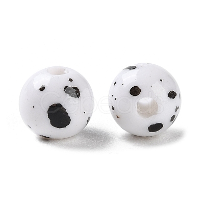 Printed Opaque Acrylic Round Beads ACRP-P001-01A-01-1