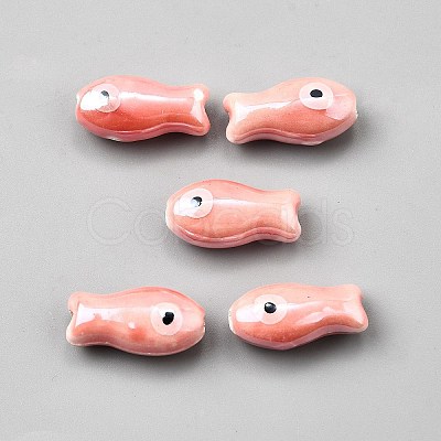 Handmade Porcelain Beads PORC-WH0023-003G-1