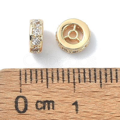 Brass Micro Pave Cubic Zirconia Beads KK-A194-14G-1