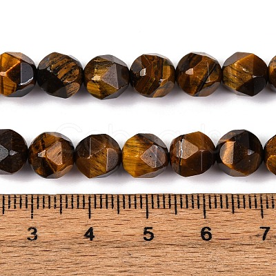 Faceted Natural Tiger Eye Beads Strands G-K066-01-8mm-1