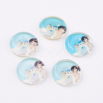 Tempered Glass Cabochons GGLA-22D-18-1