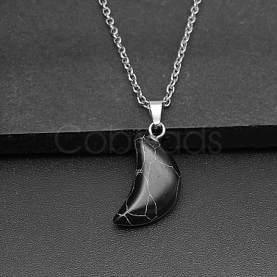 Moon Synthetic Turquoise Pendant Necklaces AK5365-7-1