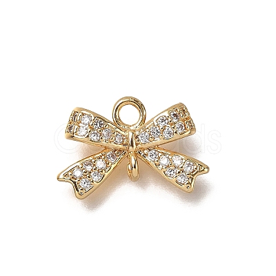Brass Micro Pave Cubic Zirconia Bowknot Connector Charms X-KK-B152-09A-G-1