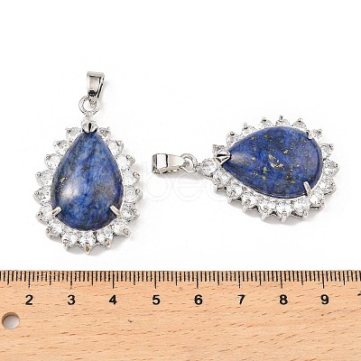 Dyed Natural Lapis Lazuli & Rhinestone Pendants G-K338-31P-08-1