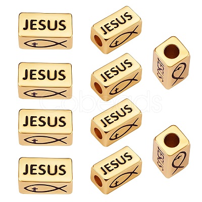 Brass Jesus Tube Beads for Easter KK-L006-041G-1