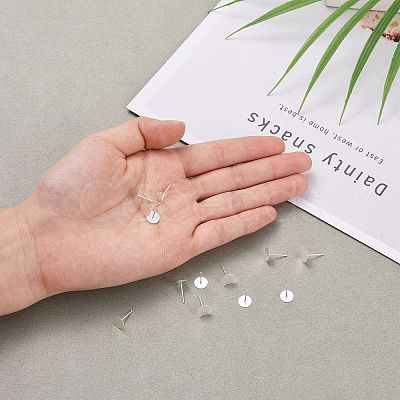 925 Sterling Silver Flat Pad Stud Earring Findings STER-K167-045F-S-1
