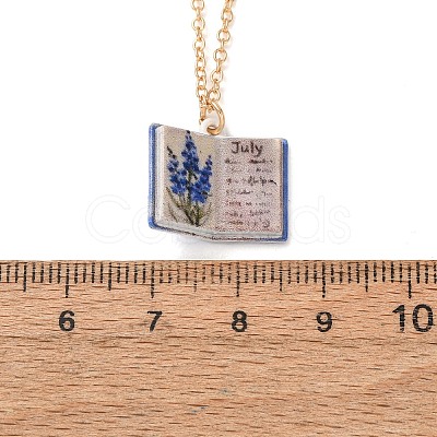 Brass Enamel Book Pendant Necklaces for Women KK-CBAF5B9-01G-07-1