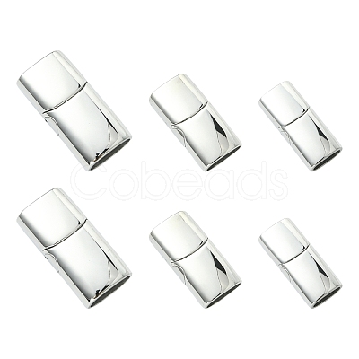 6Pcs 3 Styles 304 Stainless Steel Magnetic Clasps with Glue-in Ends STAS-CJ0003-26-1