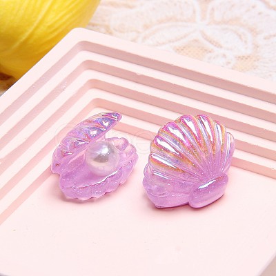 UV Plating Ocaen Theme Transparent Resin Cabochons CRES-D306-01B-01-1