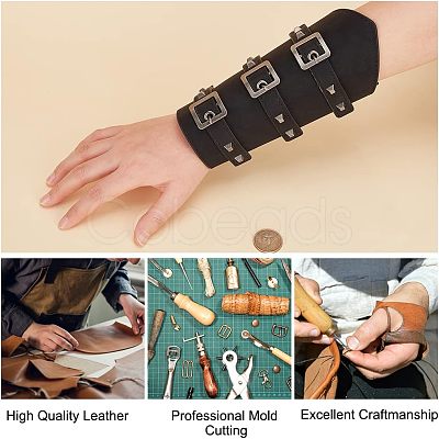 Leatheroid Punk Style Cuff Wristband for Bikers AJEW-WH0020-38B-1