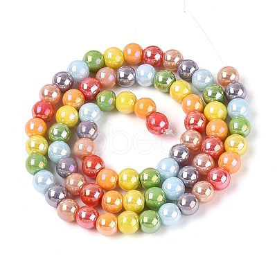Electroplate Glass Beads Strands X-EGLA-N019-6mm-03-1