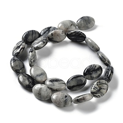 Natural Black Silk Stone/Netstone Beads Strands G-L164-A-24-1