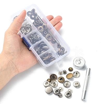 30 Sets 3 Colors Brass Snap Button Kits TOOL-YW0001-19-1