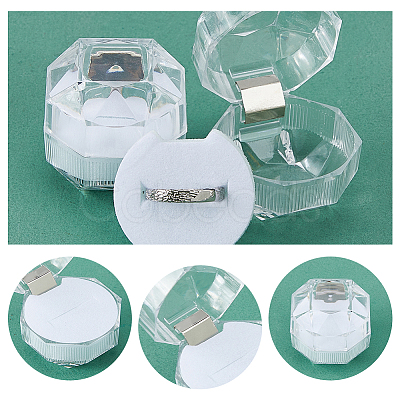 50Pcs Octagonal Transparent Plastic Ring Boxes OBOX-DC0001-02A-1