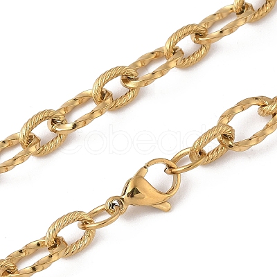 Unisex 304 Stainless Steel Textured Cable Chain Necklaces STAS-L127-01G-1