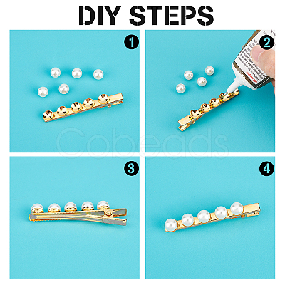 DIY Imitation Pearl Beaded Iron Alligator Hair Clips Making Kit DIY-PH0008-28-1