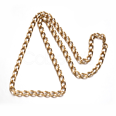 304 Stainless Steel Curb Chain Necklaces NJEW-M150-01G-1