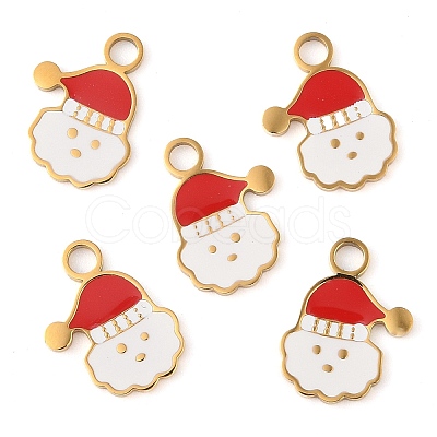 Christmas Theme Ion Plating(IP) 304 Stainless Steel Enamel Pendants STAS-Z083-07G-04-1