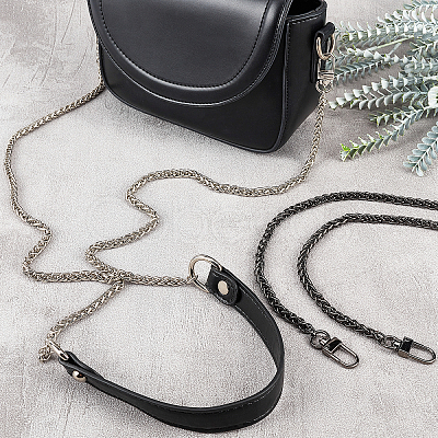 2Pcs 2 Colors Alloy Byzantine Chain & PU Leather Bag Strap FIND-WR0001-49-1