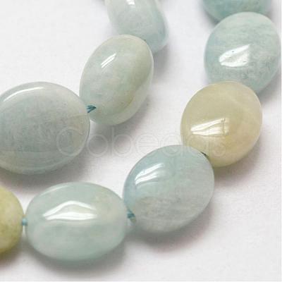 Oval Natural Aquamarine Bead Strands G-O139-02C-1