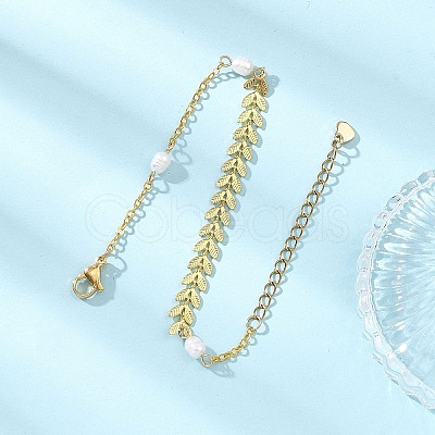 Natural Cultured Freshwater Pearl Beads Link Bracelets BJEW-JB12857-01-1