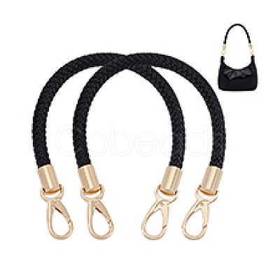 Imitation Leather Braided Round Cord Bag Handles with Zinc Alloy Clasps FIND-WH0126-941B-01-1