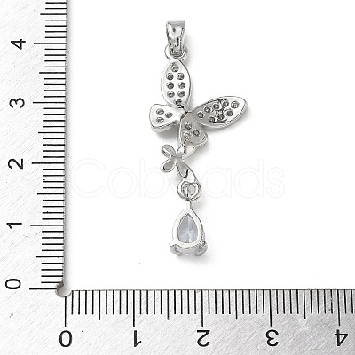 Brass Micro Pave Clear Cubic Zirconia Pendants KK-A299-10P-1