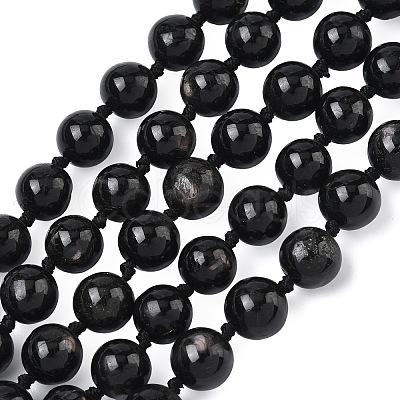 Natural Black Silver Line Jasper Beads Strands G-L650-K01-01-1