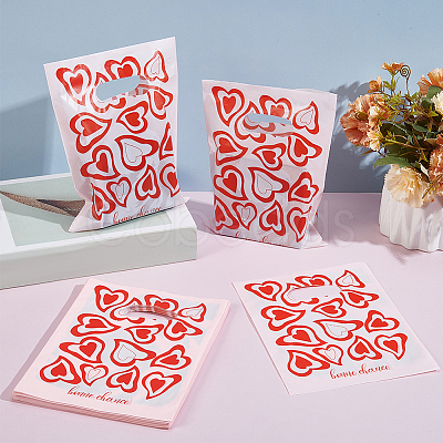 100Pcs Heart Printed Eco-Friendly Reusable Bags ABAG-SP0001-61A-B-1