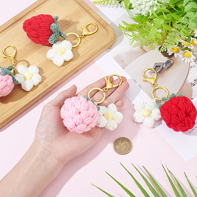 4Pcs 2 Style Handmade Cotton Keychains KEYC-PH01612-1