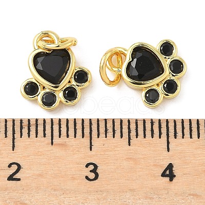 Brass Pave Cubic Zirconia Paw Print Charms KK-I355-17G-05-1