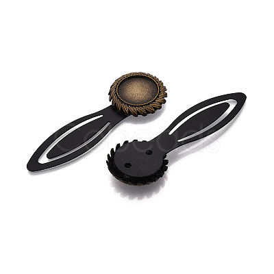 Alloy & Iron Bookmark Cabochon Settings PALLOY-N184-06AB-1