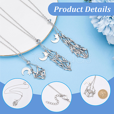 2 Bags 304 Stainless Steel Macrame Pouch Empty Stone Holder Necklace Making NJEW-SC0001-82-1