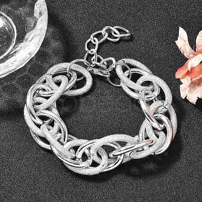 Punk & Hiphop Style Alloy Rolo Chains Link Bracelets for Women Men LS-BJEW-K270-01P-1