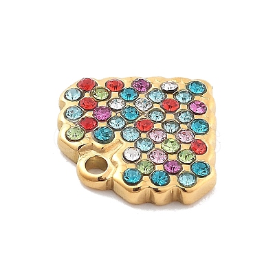 304 Stainless Steel Rhinestone Charms STAS-M092-06G-06-1