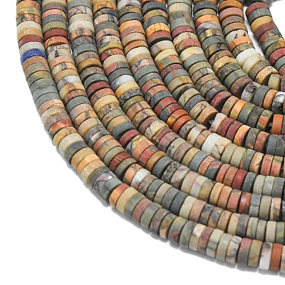 Natural Red Picasso Jasper/Polychrome Jasper Beads Strands G-P575-B10-4x1mm-1