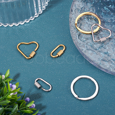 6Pcs 6 Styles 304 Stainless Steel Split Key Rings STAS-TA0003-46-1