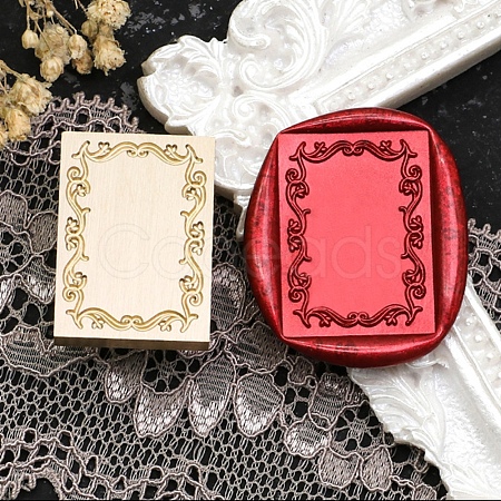 Rectangle Flower Frame Brass Stamp Heads AJEW-M037-04G-02-1