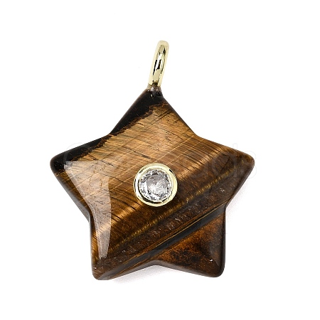 Natural Tiger Eye Pendants G-Z157-01G-10-1