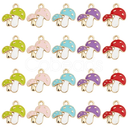 10Pcs 5 Colors Autumn Theme Alloy Enamel Pendants ENAM-YW0003-39-1