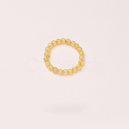 Adjustable Natural Rutilated Quartz Bead Finger Rings FS-WGFFDB9-15-1