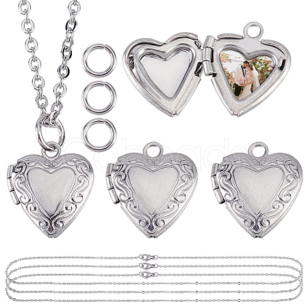 DIY 316 Stainless Steel Locket Pendant Necklaces Making Kits NJEW-HY0001-04B-1