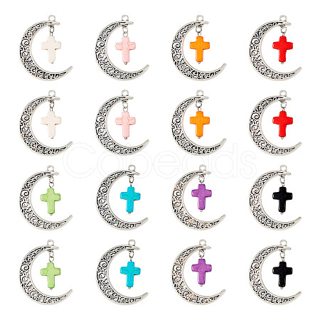 16Pcs 8 Colors Dyed Synthetic Turquoise Pendants FIND-TA0004-37-1