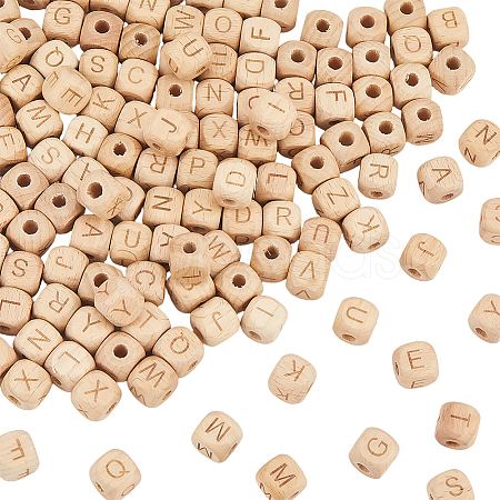 156Pcs 26 Styles Wood European Beads WOOD-SC0002-29-1